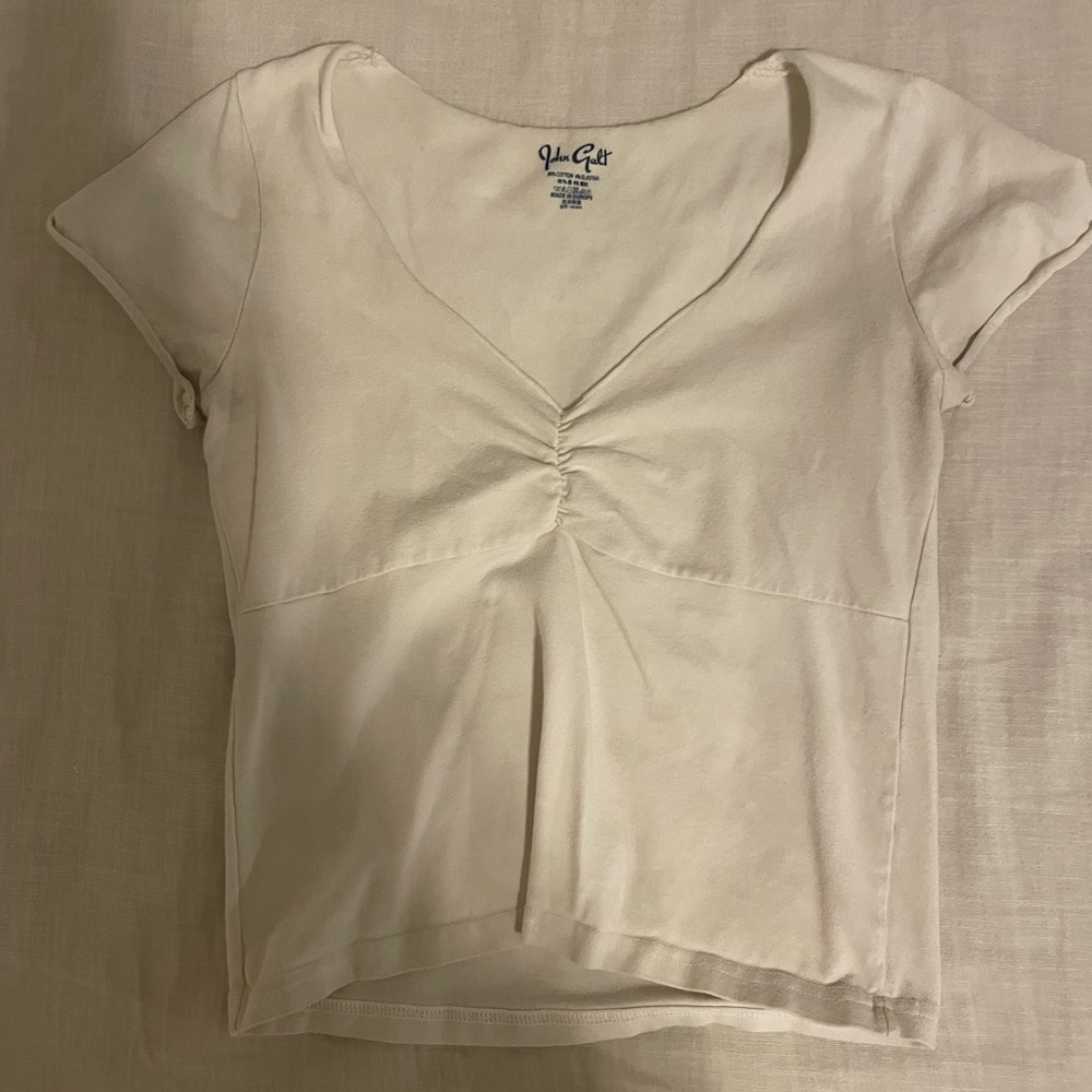 Brandy Melville Cream Short Sleeve Top